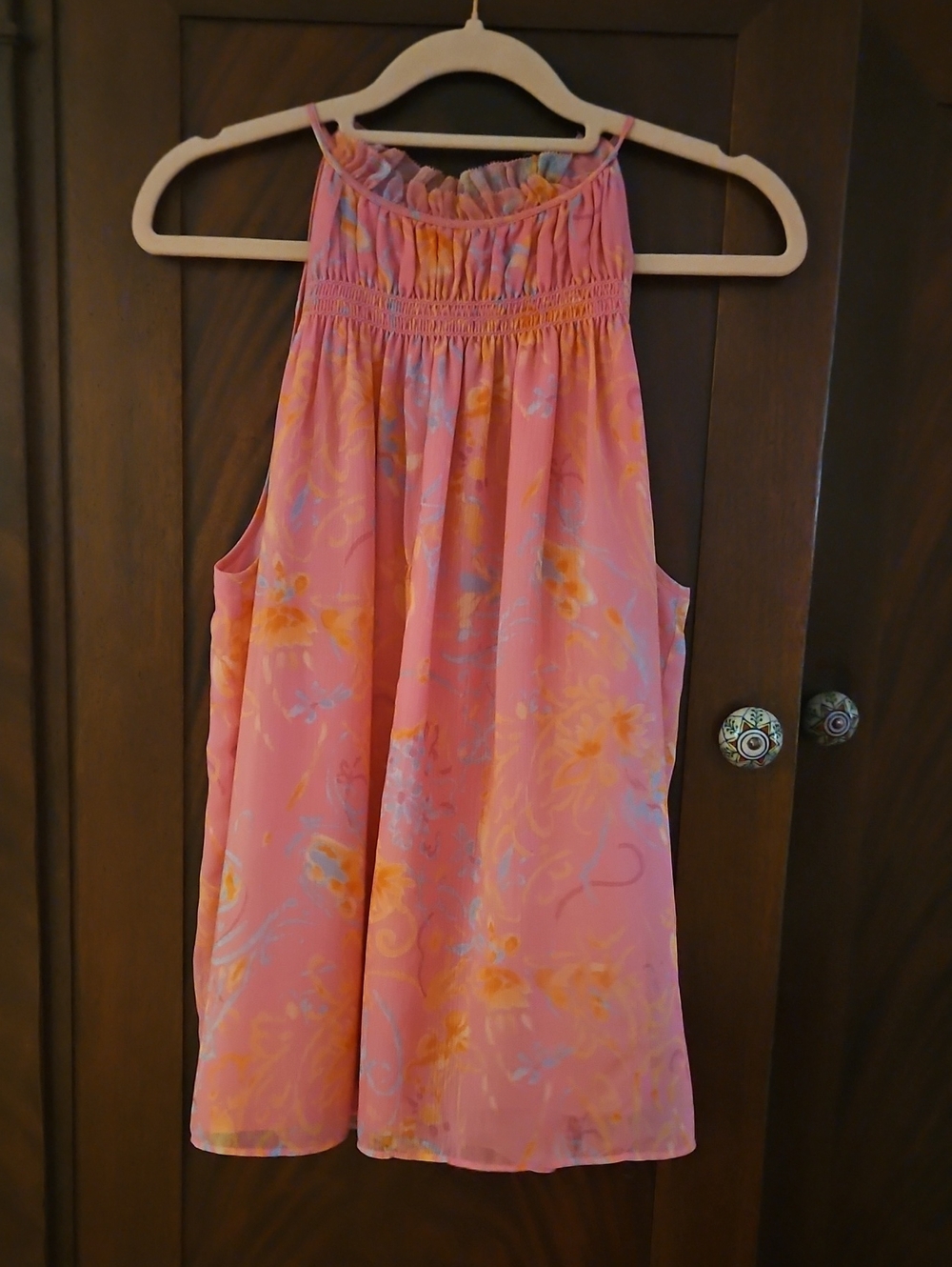 Ramy Brook - Pink Floral Halter Summer Top - Size Medium